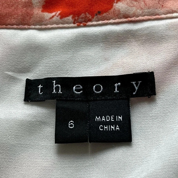 THEORY Linigole Floral midi dress silk belted sleeveless button front 6 - Picture 4 of 8